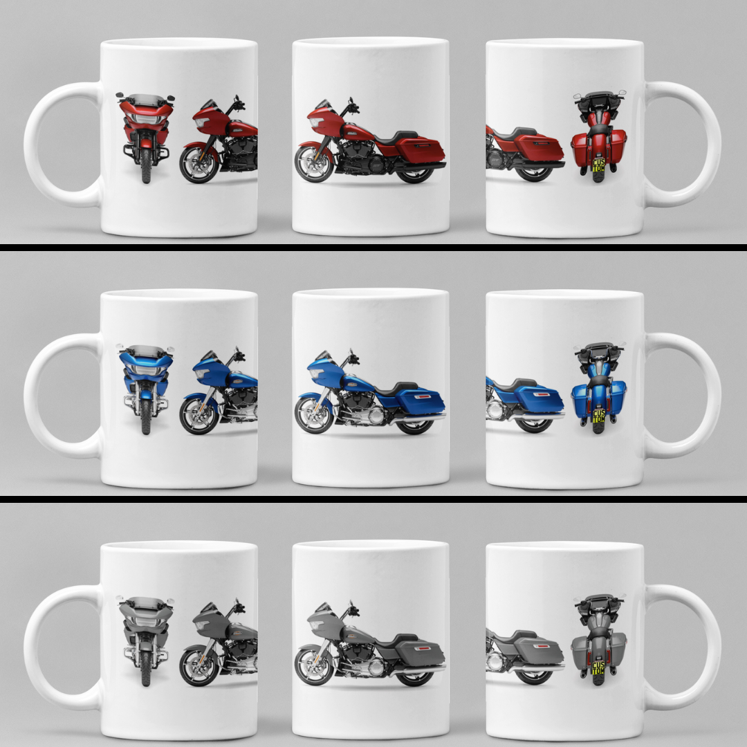 Personalised Harley Davidson Motorcycle Road Glide 2025 Coffee Mug Colour Choice