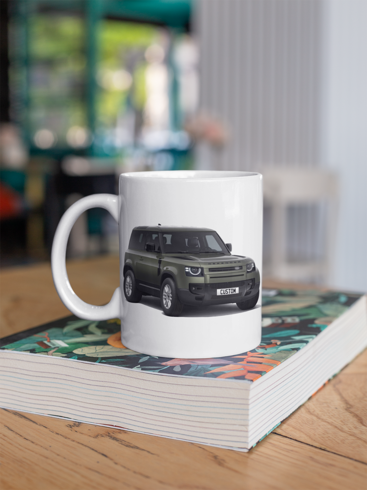 Personalised Land Rover Defender 90 Black Exterior Coffee Mug Gift Colour Choice