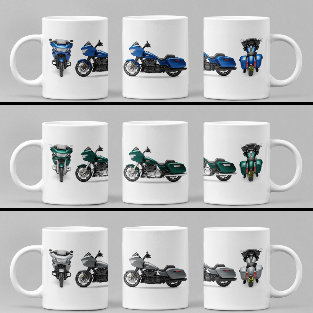 Personalised Harley Davidson Motorcycle Road Glide 2024 Coffee Mug Colour Choice