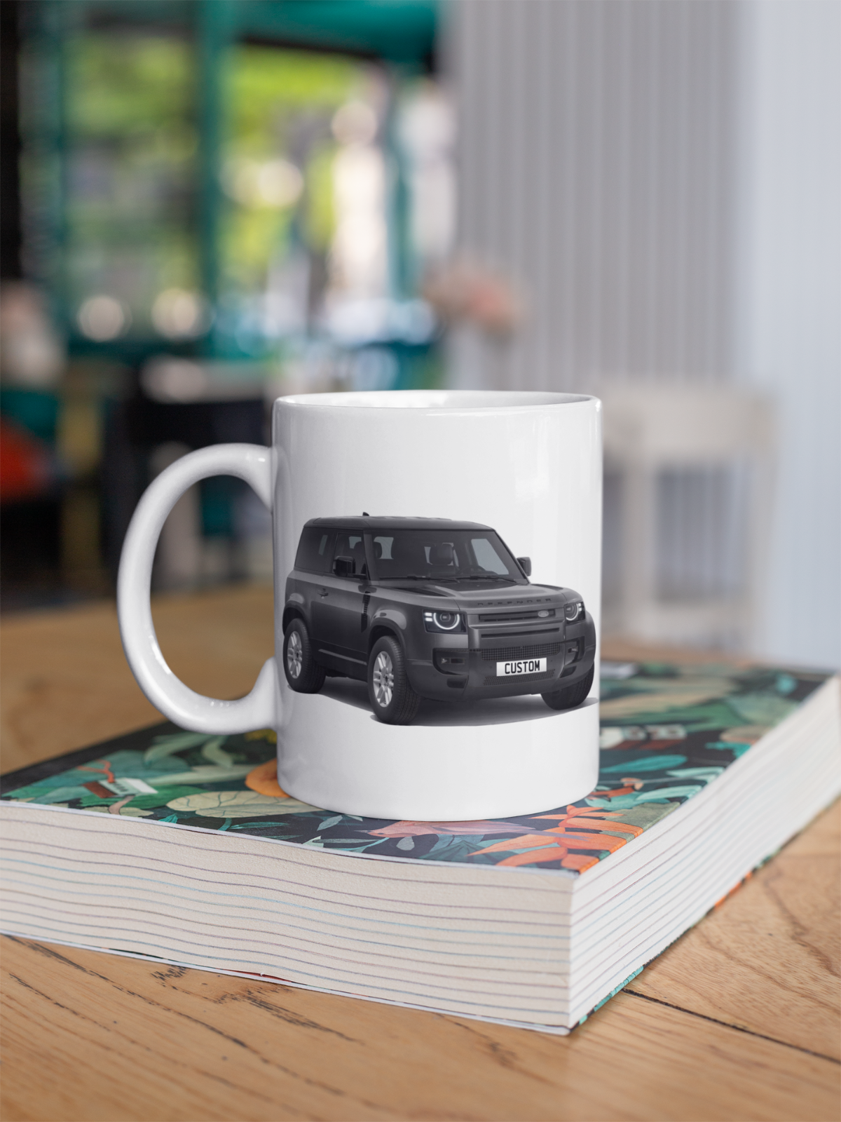 Personalised Land Rover Defender 90 Black Exterior Coffee Mug Gift Colour Choice