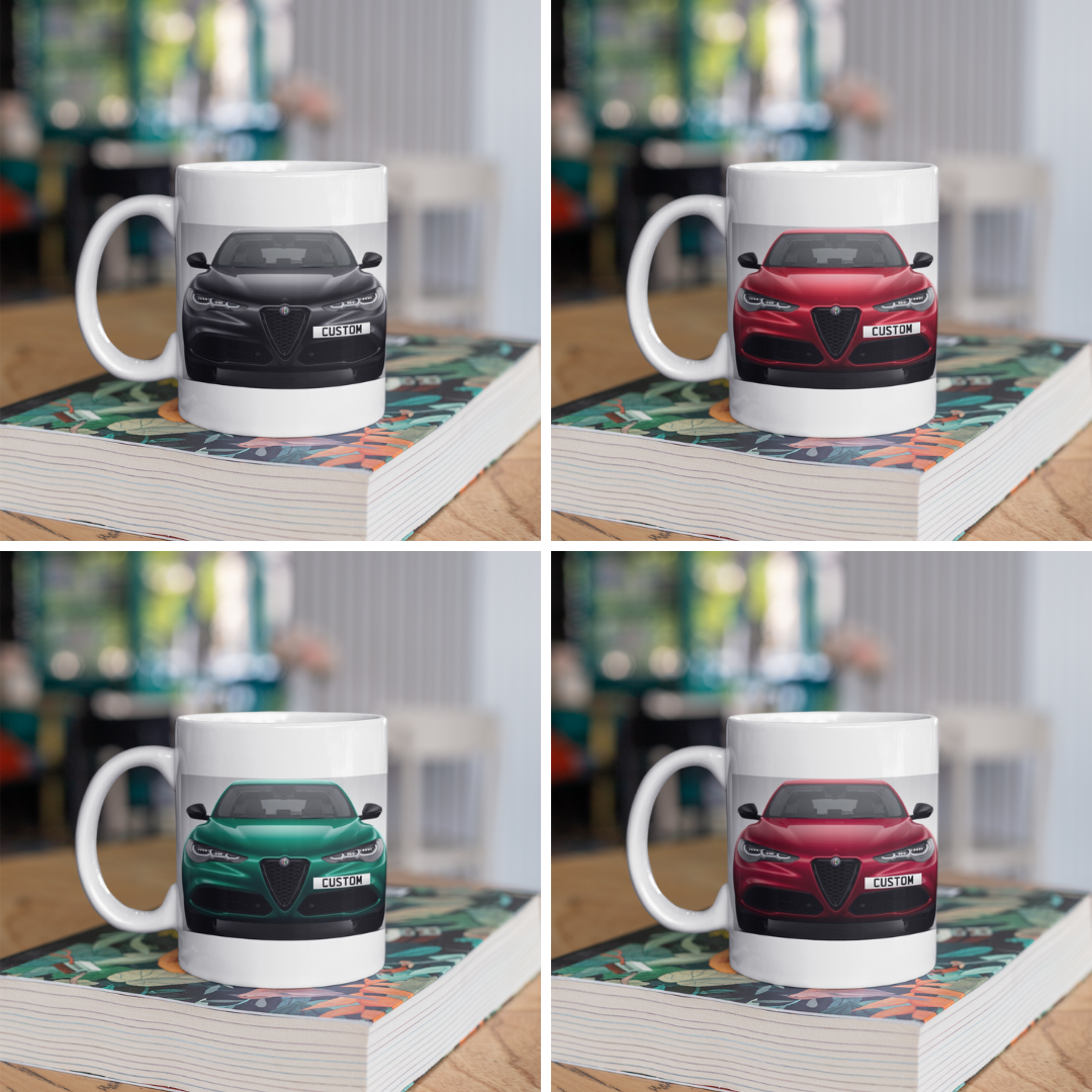 Personalised Alfa Romeo Stelvio Intensa Coffee Mug Choose Colour - FAST POST