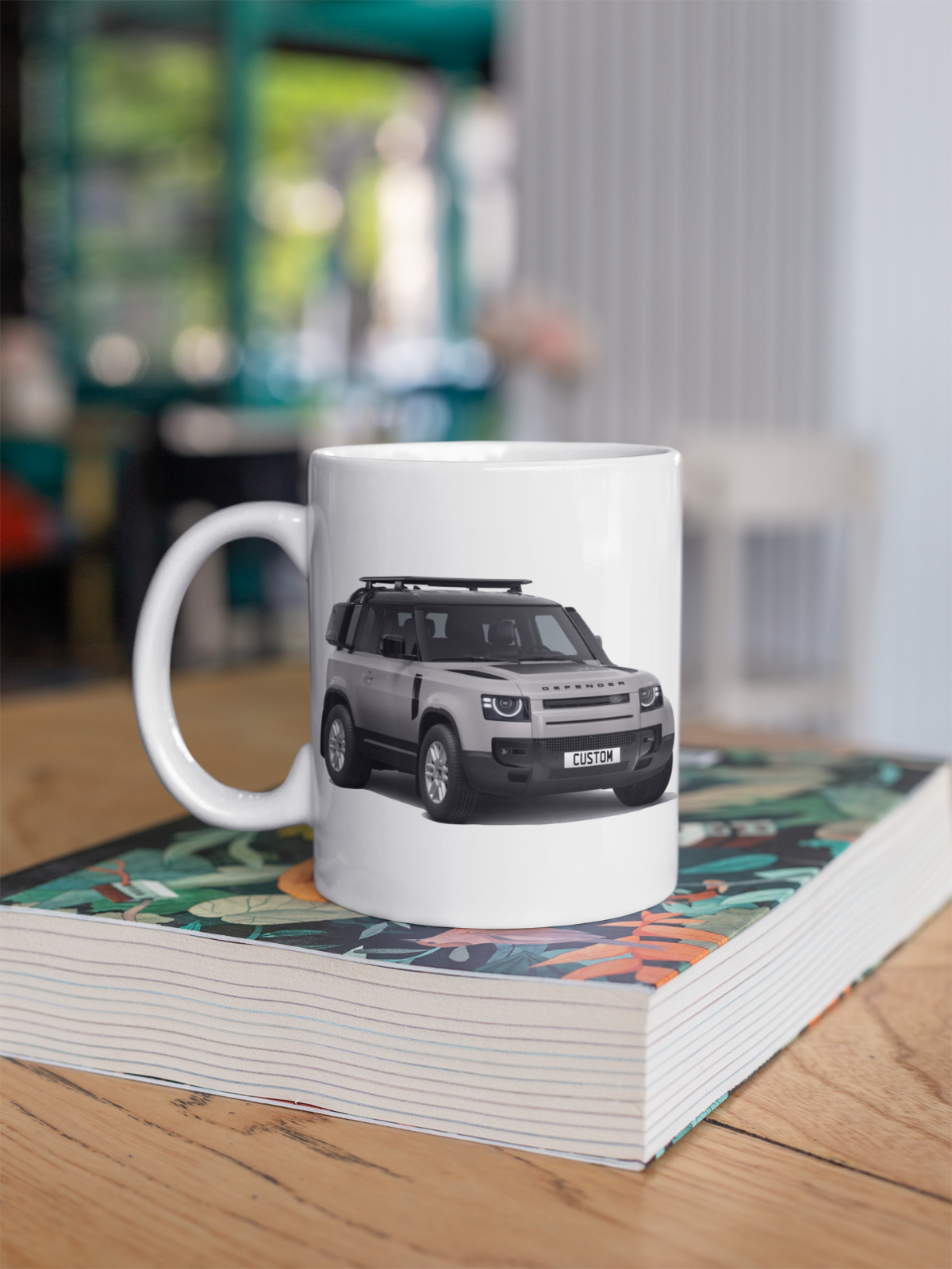 Personalised Land Rover Defender 90 Black Exterior Coffee Mug Gift Colour Choice
