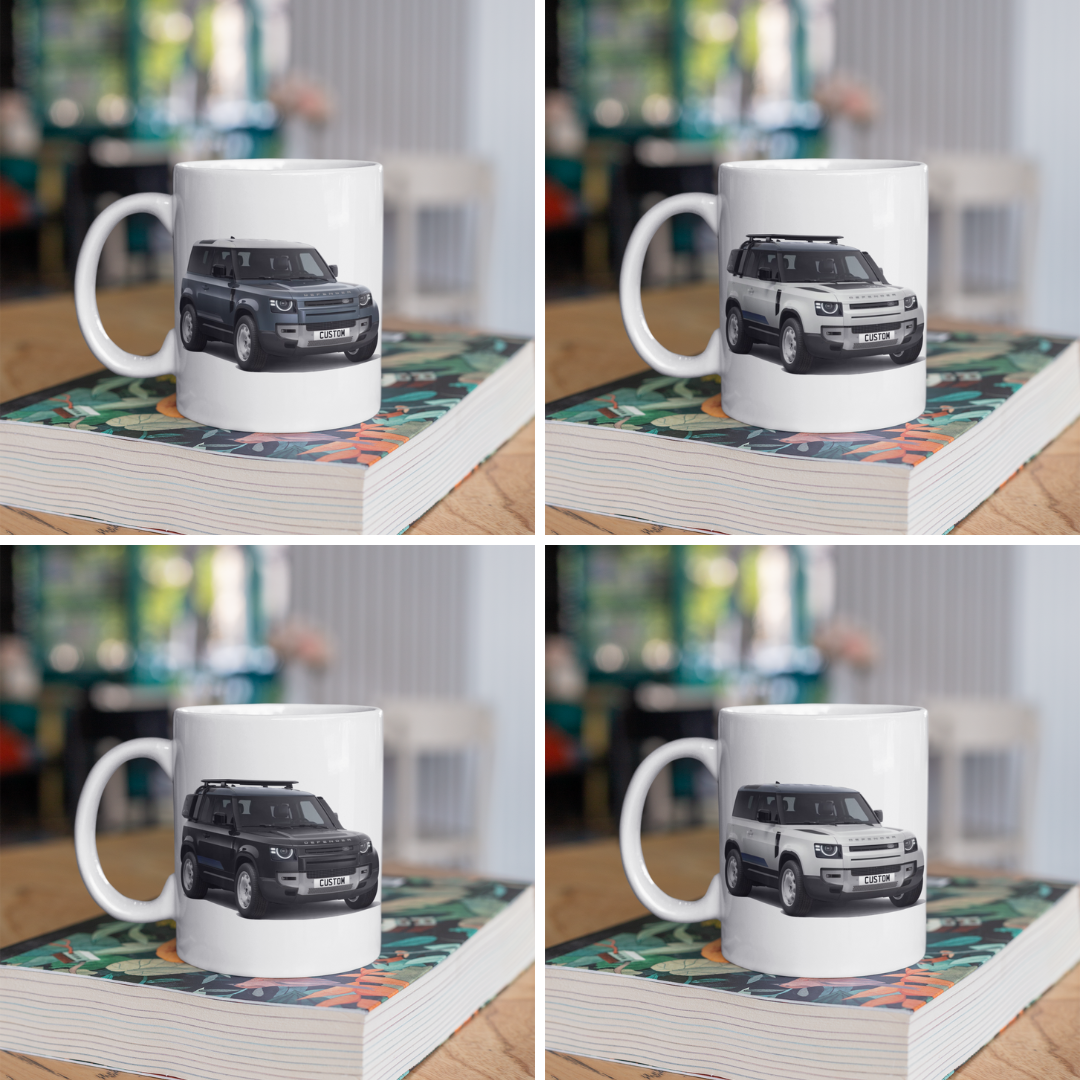 Personalised Land Rover Defender 90 County Exterior Mug Gift - Colour Choice