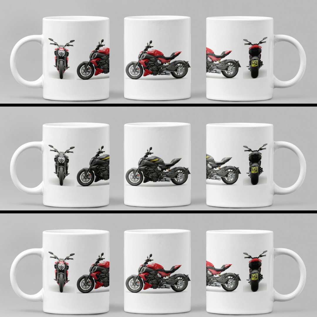 Personalised Ducati Diavel Motorcycle Coffee Mug - Choose Colour - FAST POST