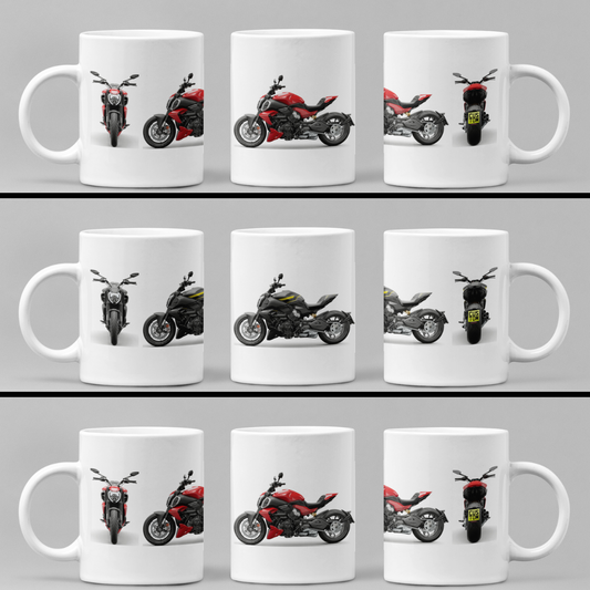 Personalised Ducati Diavel Motorcycle Coffee Mug - Choose Colour - FAST POST