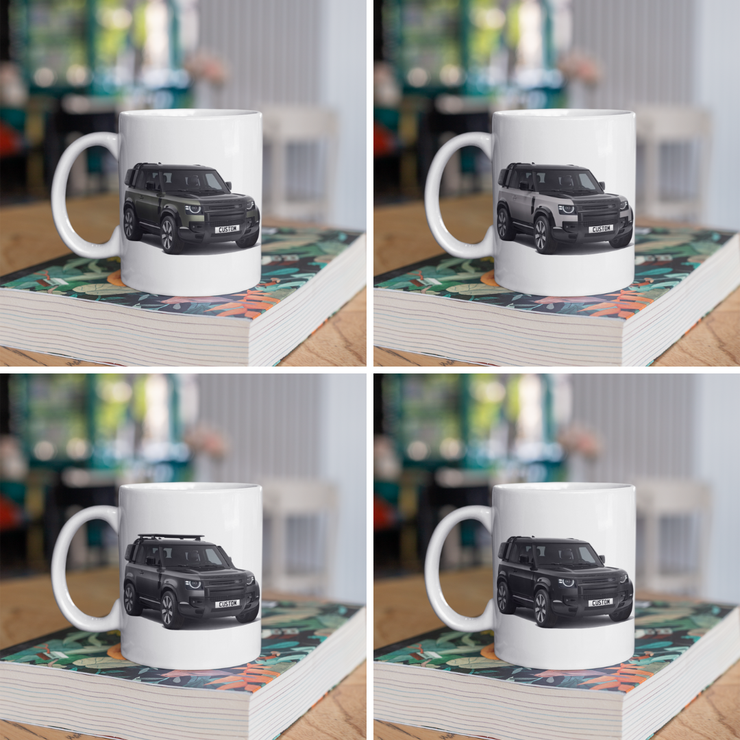 Personalised Land Rover Defender 90 X Coffee Mug Gift Colour Choice FAST POST