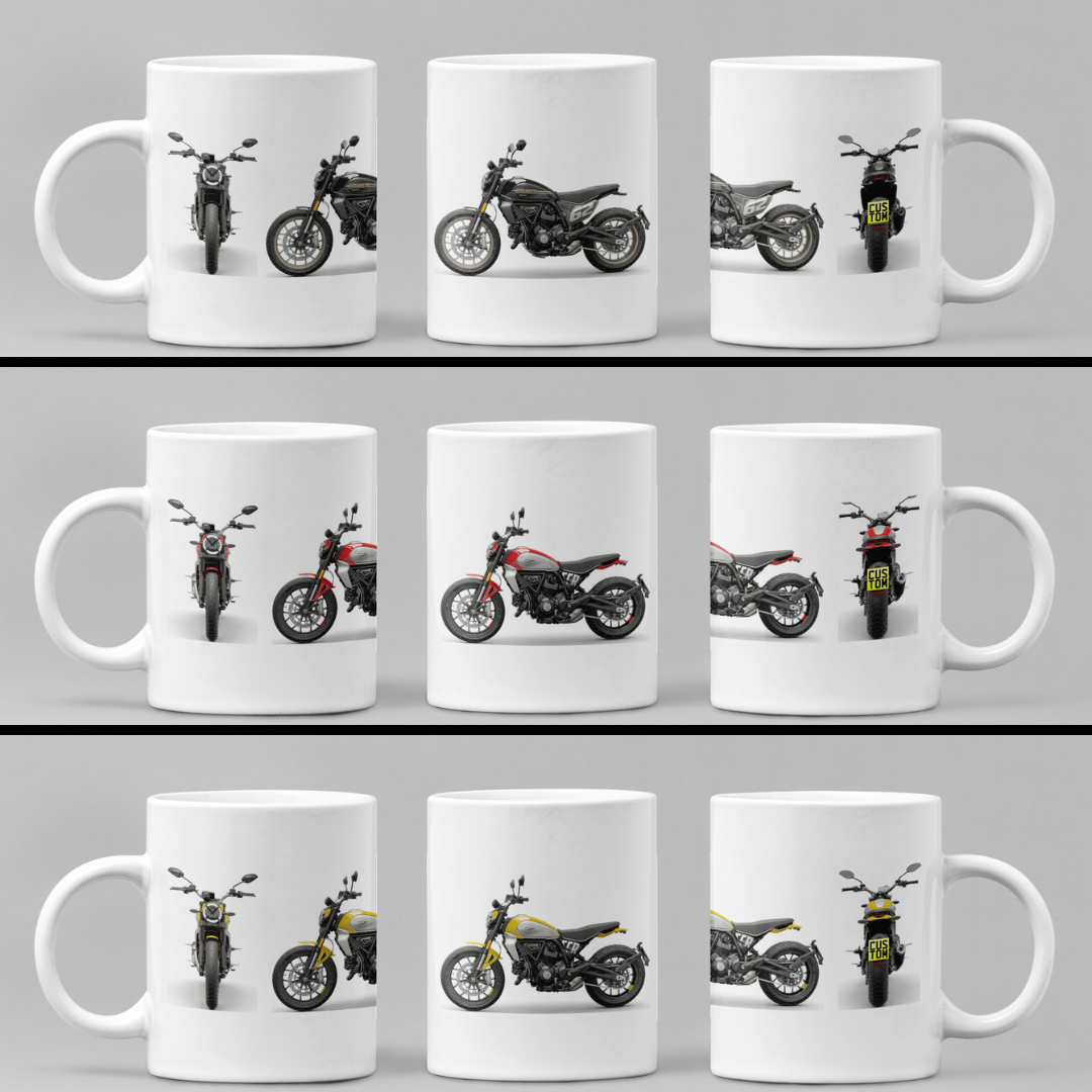 Personalised Ducati Scrambler Motorcycle Coffee Mug - Choose Model & Colour