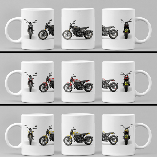 Personalised Ducati Scrambler Motorcycle Coffee Mug - Choose Model & Colour