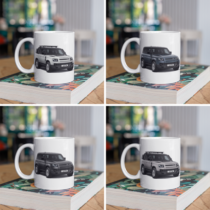 Personalised Land Rover Defender 90 Black Exterior Coffee Mug Gift Colour Choice