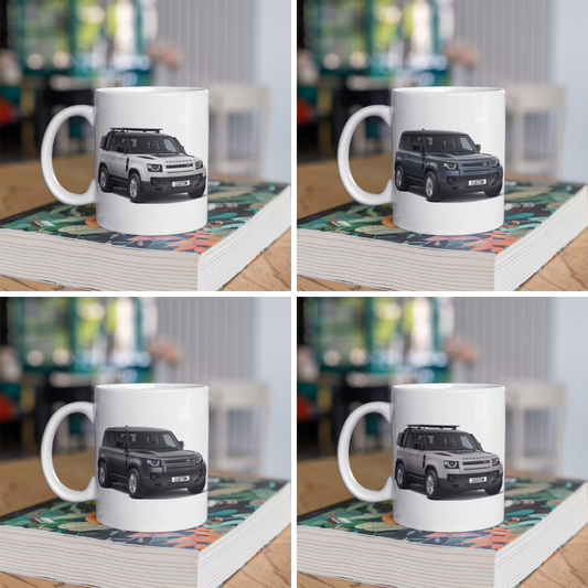 Personalised Land Rover Defender 90 Black Exterior Coffee Mug Gift Colour Choice