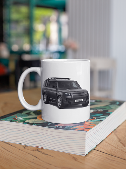 Personalised Land Rover Defender 130 Black Exterior Mug Gift Colour Choice