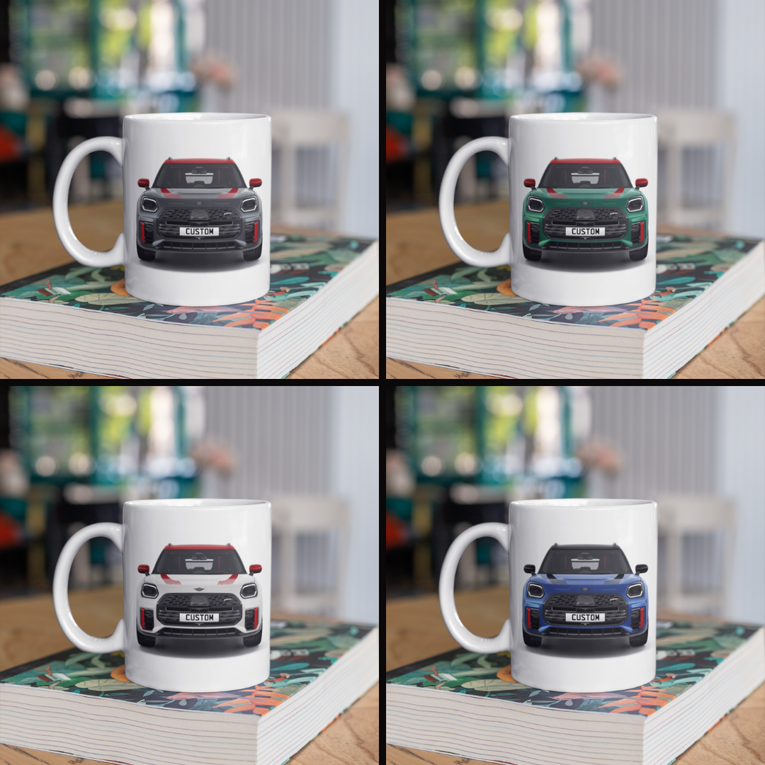 Personalised Mini John Cooper Works Countryman ALL4 Mug Gift - Choose Colour