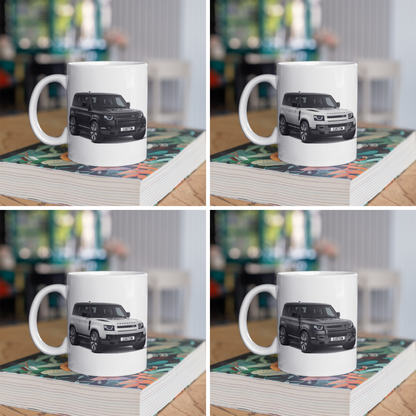 Personalised Land Rover Defender 90 V8 Coffee Mug Gift Colour Choice FAST POST