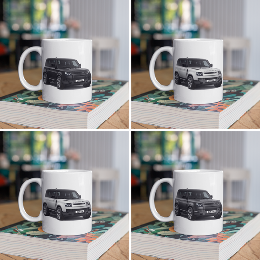 Personalised Land Rover Defender 90 V8 Coffee Mug Gift Colour Choice FAST POST