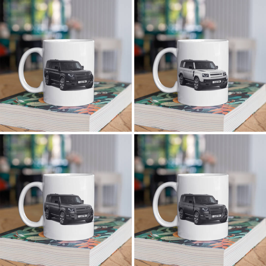 Personalised Land Rover Defender 130 V8 Coffee Mug Gift Colour Choice FAST POST