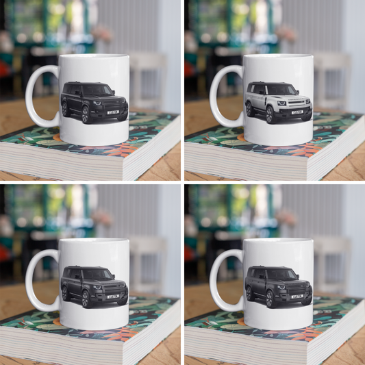 Personalised Land Rover Defender 130 V8 Coffee Mug Gift Colour Choice FAST POST