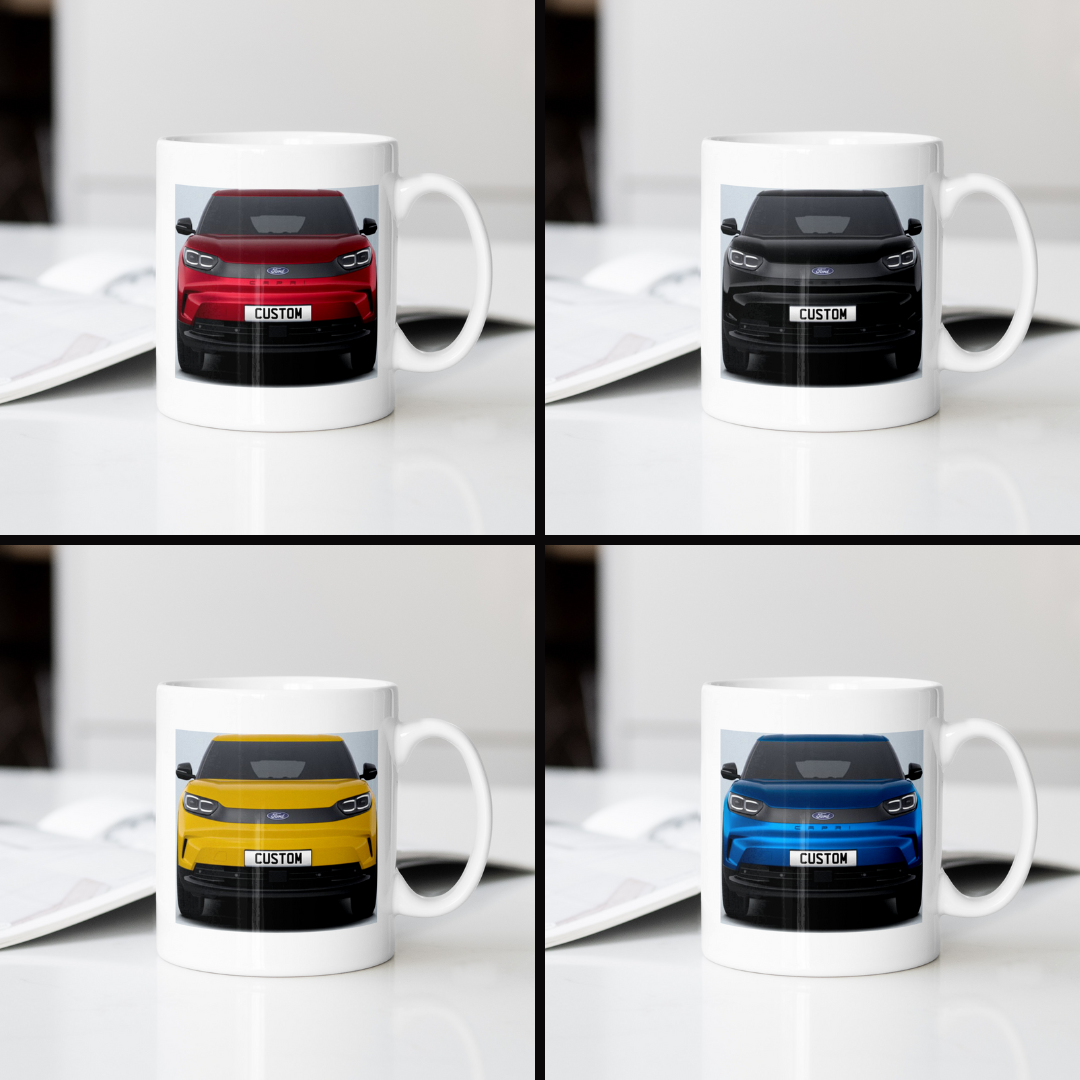 Personalised Ford All-Electric Capri Coffee Mug Gift - Choose Colour - FAST POST