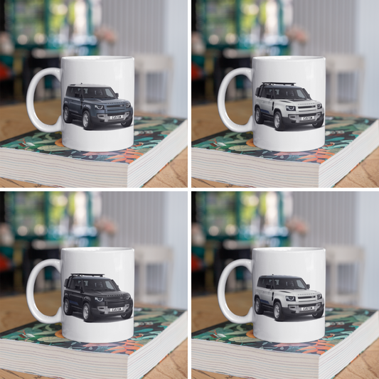 Personalised Land Rover Defender 90 County Exterior Mug Gift - Colour Choice