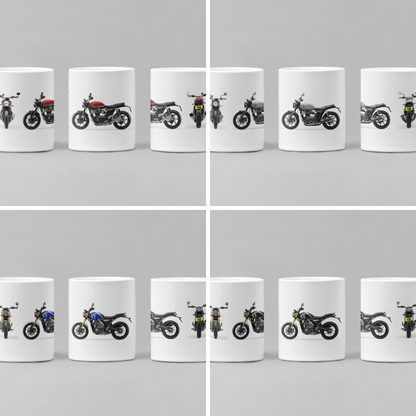 Personalised Triumph Speed Motorcycle Mug with custom number plate, white ceramic 11oz gift.