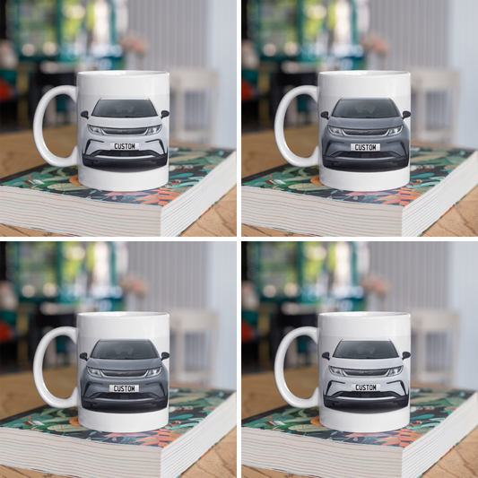 Personalised BYD Dolphin Mug with custom number plate, white ceramic 11oz gift.