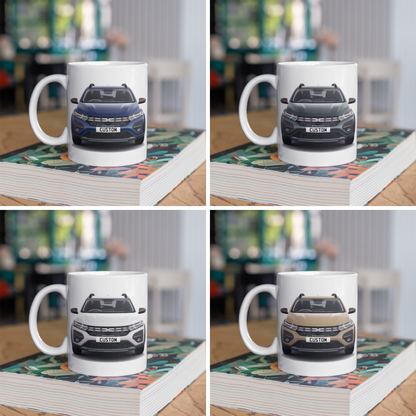 Personalised Dacia Sandero Stepway Extreme Mug with custom number plate, white ceramic 11oz gift.