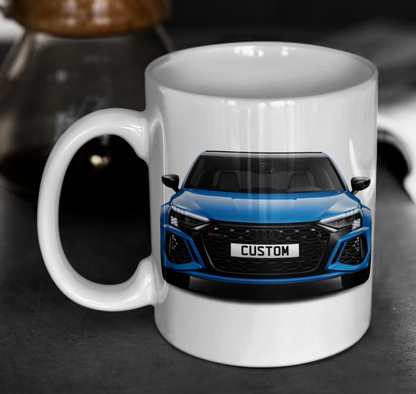 Personalised Audi RS3 Saloon Carbon Black Mug