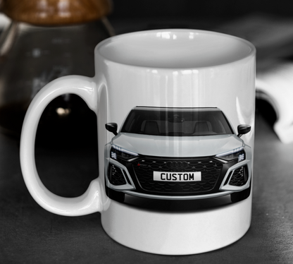 Personalised Audi RS3 Saloon Carbon Black Mug