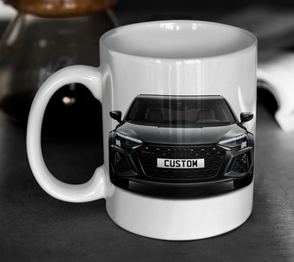 Personalised Audi RS3 Saloon Carbon Black Mug