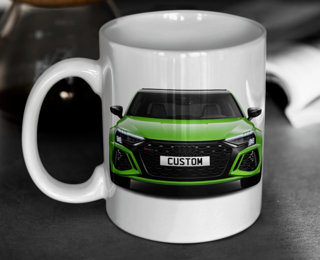 Personalised Audi RS3 Saloon Carbon Black Mug